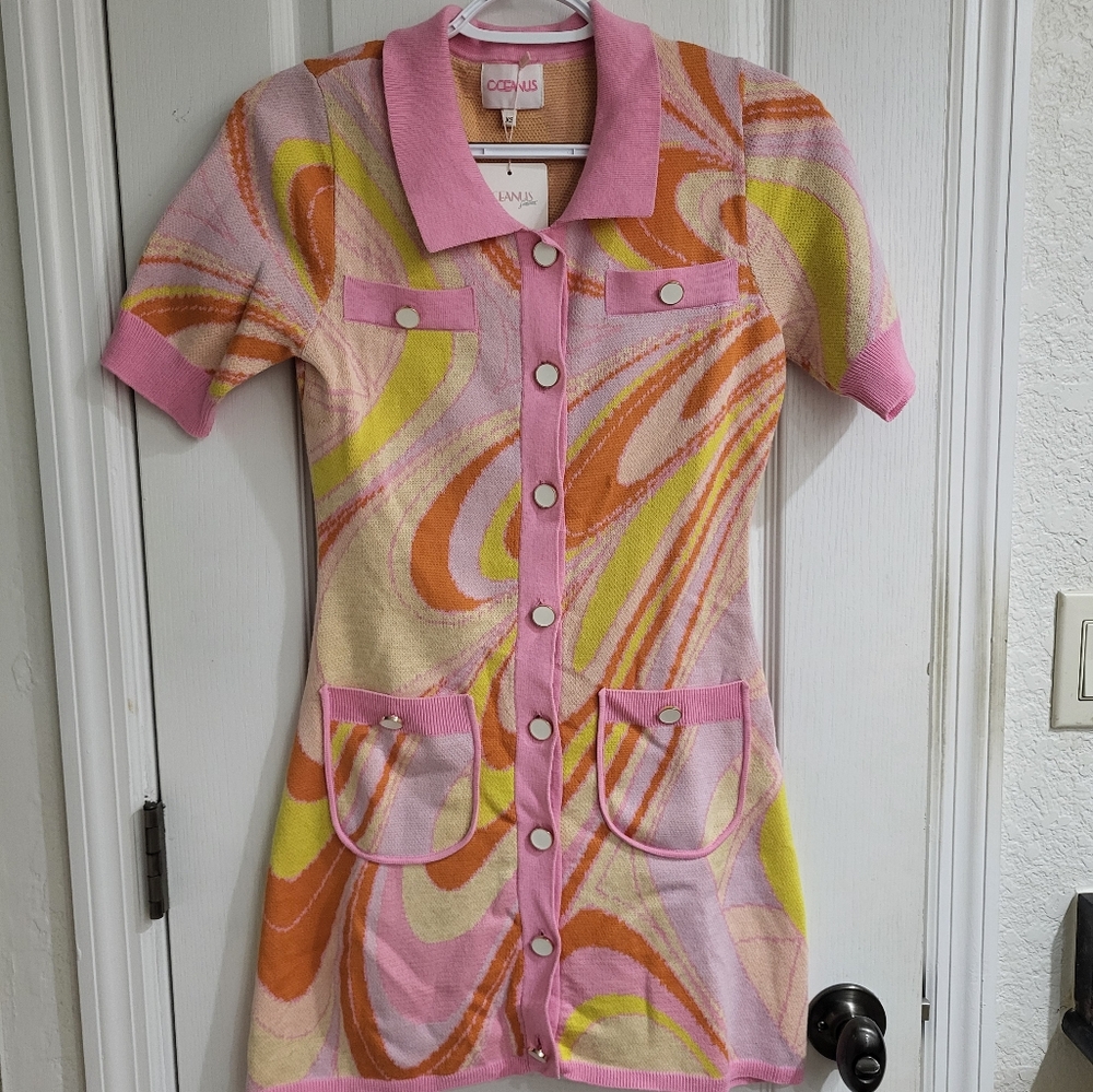 Corlulu Pink and Orange Swirl Dress